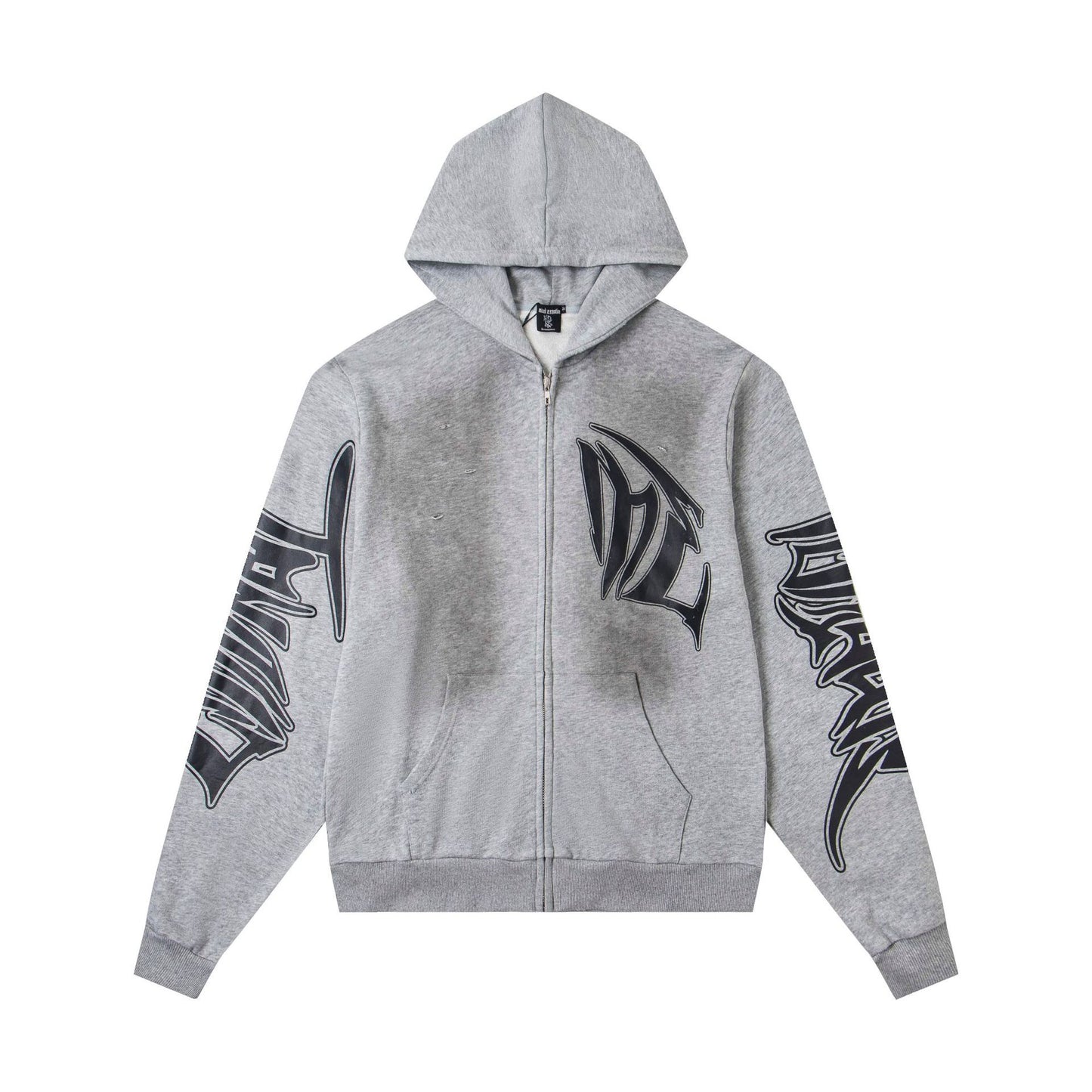 EMOTION Grey Graphic Zip Up Hoodie