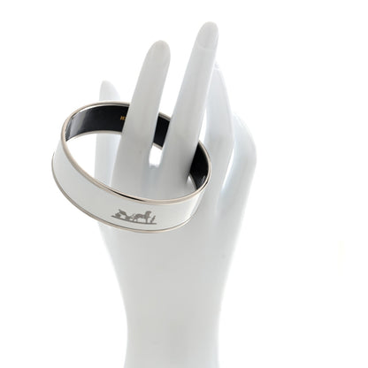 Enamel Printed Wide Caleche Bracelet  White