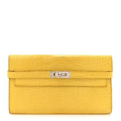 Matte Alligator Kelly Longue Wallet Mimosa