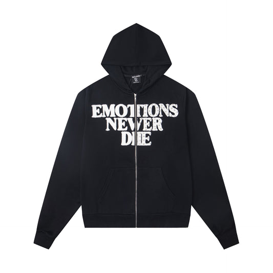 EMOTION Never Die Graphic Zip Up Hoodie
