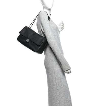 Grained Calfskin Small Souplissimo Maxi Flap Black