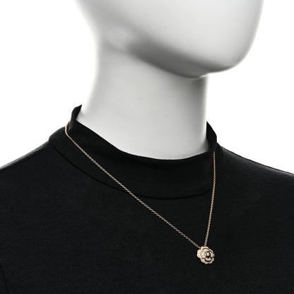 18K Yellow Gold Diamond Bouton de Camelia Pendant Necklace