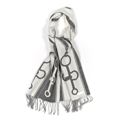 Cashmere Casaque Mors Muffler Ivoire Gris Flanelle