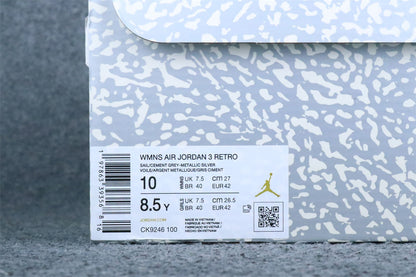 Wmns Air Jordan 3 Retro 'Sail Metallic Silver'